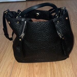 Burberry Black Pebbled Leather Shoulder Bag with Gold-Tone Studs